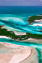 Aerial view of resort in the Exumas. Bahamas, Caribbean, June 2009.