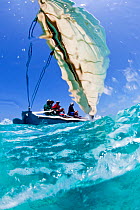 Sailing-boat during the Bahamian Sloop regatta, Georgetown, Exumas, Bahamas. April 2009.