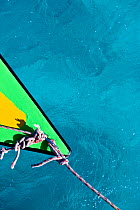 Bow of tethered boat in the Grenadines, Caribbean. February 2010.