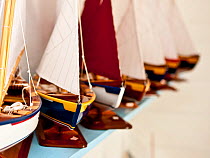 Wooden model boats in the Grenadines, Caribbean. February 2010.
