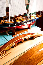 Wooden model boats, including a half-hull, in the Grenadines, Caribbean. February 2010.