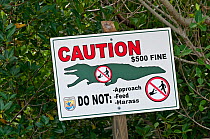 Alligator warning sign, Everglades, Florida, USA