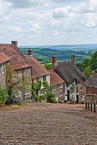 View of cottages on Gold Hill, Shaftesbury, Dorset, UK, June 2009