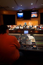 Recording suite at Angel Studios, with composer George Fenton, conducting the score for BBC series 'Life'. England, UK, September 2009