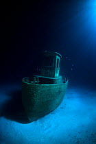 Sunken tug boat on sea bed, (subject of BBC filming sequence) The Bahamas, Caribbean, August 2007
