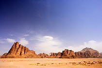 The Seven Pillars of Wisdom desert mountains, Wadi Rum Protected Area, Jordan, April 2009