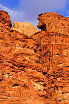 Eroded sandstone cliffs in Khazali mountains, Wadi Rum Protected Area, Jordan, April 2009