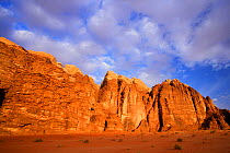 Khazali sandstone desert mountains, Wadi Rum Protected Area, Jordan, April 2009