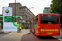 BP Petrol Station closed down by Greenpeace protesters, in response to the oil-spill disaster in the Gulf of Mexico, Central London, UK, 27 July 2010