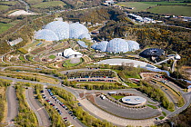 Aerial view of the Eden Project. St Austell, Cornwall. England. UK April 2010