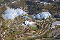 Aerial view of the Eden Project. St Austell, Cornwall. England. UK April 2010