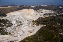 Aerial view of China Clay pits in Cornwall. UK, England April 2010