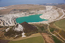 Aerial view of China Clay pits in Cornwall. UK England April 2010
