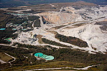 Aerial view of China Clay pits in Cornwall. Uk England April 2010