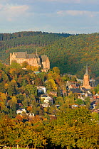 Landgrave castle and church of St. Marien, Marburg, Hesse, Germany.