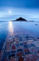St Michael's Mount by moonlight, Marazion, West Cornwall, England, UK. March 2010.