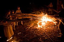 The ceremonial bonfires of Saint Joseph's Night. Such events are held around the vernal equinox, have a clear pagan origin and pay homage to the sun. Pitigliano, Tuscany, Italy. March 2009