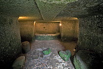 Interior of an Etruscan Ildebranda tomb. Sovana, Tuscany "Maremma", Italy. March 2009