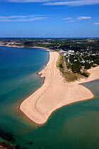 Aerial view of sand spit at Sables d'or les Pins. Côtes d'Armor, Brittany, France, 2010.