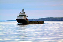 Oil rig supply vessel "Porto Salvo" leaving Peterhead, Scotland, June 2010.