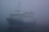 Trawler in mist on the North Sea, July 2010. Property released.