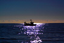 Trawler in low light on the North Sea, July 2010. Property released.