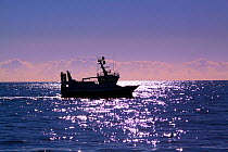 Trawler in low light on the North Sea, July 2010. Property released.