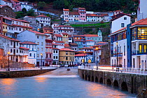 Slipway in the centre of Cudillero village on the Cantabrian coast, evening light, Asturias, Northern Spain, November 2009