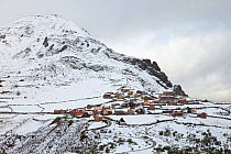 La Peral village in winter landscape, Somiedo NP, Asturias, Northern Spain, November 2009
