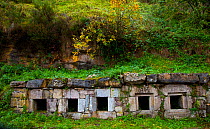 Traditional cave dwellings, Perlunes village, Somiedo NP, Asturias, Northern Spain, November 2009
