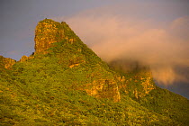 Rugged volcanic peaks of Moorea at sunset. Moorea Island, Society Islands, French Polynesia. July 2006