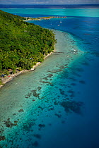 Aerial view of Bora Bora Island, Society Islands, French Polynesia. July 2006