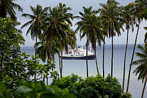 National Geographic ship, Endeavour, at anchor in Hatiheu Bay, Nuku Hiva, Marquesas Islands, French Polynesia, July 2006