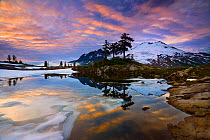 Sunset and melting snow, Mt. Baker Snoqualmie National Forest, Washington, USA, August 2008.