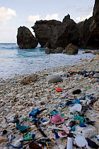 Litter on Greta beach, East Coast, Christmas Island National Park, Christmas Island, Indian Ocean, Australian Territory