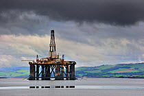 Oil rig in Cromarty Firth near the port of Invergordon, Easter Ross, Highlands, Scotland, UK, May 2010