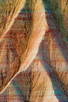 Close up of rock formations (clay, gypsum and sandstone) in the Bardenas Reales Desert Natural Park, Navarra, Northern Spain, April 2010