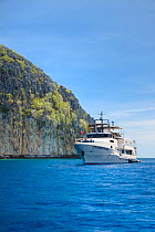 "Stella Maris Explorer" at anchor off Quiminatin Island, part of the Cuyo Archipelago just north of the Sulu Sea in the Philippines.