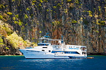 "Stella Maris Explorer" at anchor off Quiminatin Island, part of the Cuyo Archipelago just north of the Sulu Sea in the Philippines.