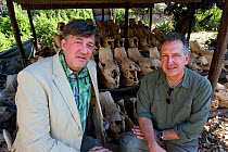 Presenters Mark Carwardine and Stephen Fry on location for television programme 'Last Chance to See: Return of the Rhino', Ol Pejeta Conservancy, Kenya, 2010.