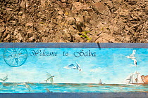 Mural at docking area, Saba Island in the Dutch Caribbean, Netherlands Antilles, West Indies. August 2006.