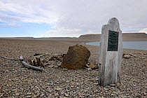 Graves of Sir John Franklin's sailors dated 1846 on Beechey Island close to Devon Island. St John Franklin left England in 1845 and searched for the Northwest Passage. Nunavut, Canada,  August 2010