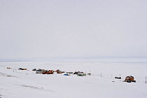 Sachs harbour village in the snow, Banks Island, Northwest Territories, Canada, August 2010
