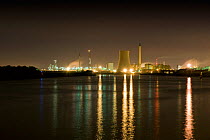 Looking along the Manchester Ship Canal towards Shell's, Stanlow Refinery, at Ellesmere Port, Cheshire, England, December 2009