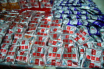 Packaged Jellyfish (Scyphoza) in supermarket, Nanning, Guangzi, China.