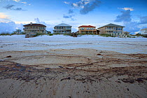 Houses and oiled beach from the BP Deepwater Horizon oil leak. Baldwin County, Alabama. USA, June 2010.