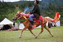 A Khampa warrior rides his ambling Tibetan stallion during the horse festival, near Huangyan, in the Garze Tibetan Autonomous Prefecture in the Sichuan Province, China, June 2010