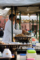 Stalls selling cooked snails in the Djemaa el Fna, Marrakech, Morocco, 2010.