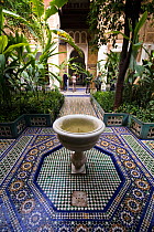 Fountain in the courtyard garden of the Bahia Place, Marrakech, Morocco, March 2010.