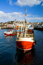 Day-boats returning to Brixham Harbour to land their catch, Devon, England.